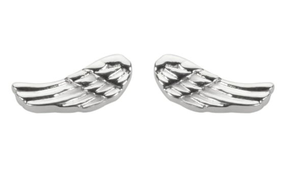 Biker Jewelry Small Angel Wing Earrings Stainless Steel Post / Stud SE40