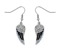 Jewelry Ladies Black Wings French Wire Mini Earrings Stainless Steel SE46