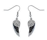 Jewelry Ladies Black Wings French Wire Mini Earrings Stainless Steel SE46