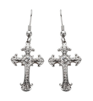 Biker Jewelry Ladies Bling Cross French Wire Earrings Stainless Steel Religious Jewelry SE4