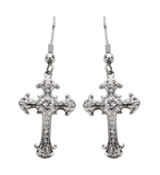 Biker Jewelry Ladies Bling Cross French Wire Earrings Stainless Steel Religious Jewelry SE4
