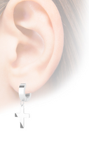 Stainless Steel Hinged Hoop Dangling Religious Cross Earrings Silver in Color SE5S