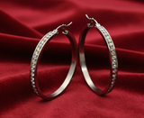 Women's Hoop Earrings Iridescent Crystals 30mm or 40mm Stainless Steel SE56