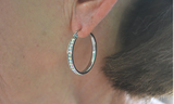 Women's Hoop Earrings Iridescent Crystals 30mm or 40mm Stainless Steel SE56