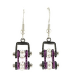 Biker Jewelry Ladies Motorcycle Small Bike Chain Earrings Stainless Steel Black an Candy Purple SE58