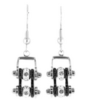 Biker Jewelry Ladies Motorcycle Bike Chain Earrings Stainless Steel Chrome & Black SE65
