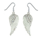 Large Women's Stainless Angel Wing Earrings / Iridescent Rainbow Crystals SE66