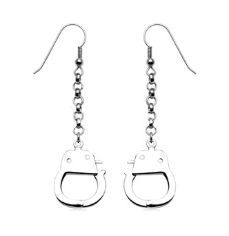 Biker Jewelry Handcuff Earrings Stainless Steel SE6