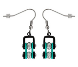 Biker Jewelry Ladies Stainless Steel Black & Turquoise Motorcycle Mini Bike Chain Earrings SE73