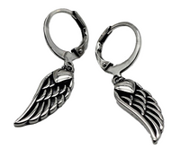 Biker Jewelry Ladies Small Wings Lever Back Stainless-Steel Earrings SE74