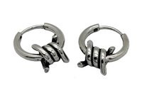 Men or Women's Hoop Earrings Stainless Steel Barbwire Design SE75