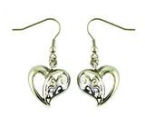 Heavy Metal Jewelry Ladies Dangle Heart French Wire Earrings Stainless Steel SE78