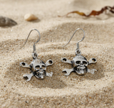 CrossWrench Skull Dangle Earrings Unisex 2 sizes Stainless Steel SE7