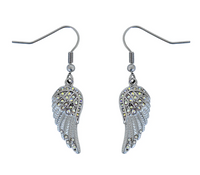 Women's Mini Iridescent / Rainbow Crystals Angel Wing Earrings SE83