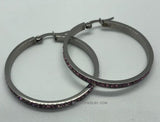 Women's Hoop Earrings Pink Crystals 30mm or 40mm Stainless Steel SE88