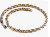Two-Tone Rope Chain / Necklace Stainless Steel 3mm Rope Necklace CH1