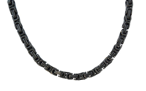 5mm Black Stainless Steel Byzantine Unisex Necklace / Chain CH35