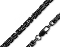 Men's Big 10mm Byzantine Chain / Necklace Stainless Steel Black CH37