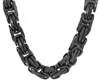 Men's Big 10mm Byzantine Chain / Necklace Stainless Steel Black CH37