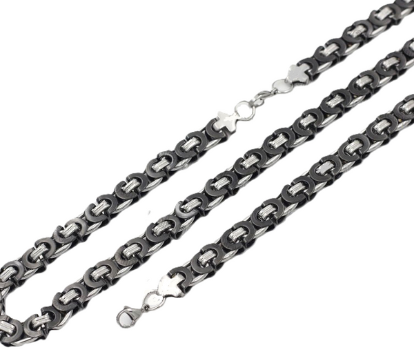 Black and Chrome Designer Necklace Stainless Steel CH22