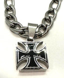 Strong Stainless Steel Small Iron Cross Pendant with Three Chains to Choose from SP104
