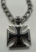 Large, Thick, Solid, and Strong Iron Cross Pendant with Three Stainless Steel Chain Options SP105
