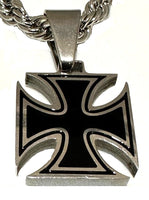Strong Stainless Steel Small Iron Cross Pendant with Three Chains to Choose from SP104