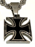 Strong Stainless Steel Small Iron Cross Pendant with Three Chains to Choose from SP104