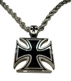 Large, Thick, Solid, and Strong Iron Cross Pendant with Three Stainless Steel Chain Options SP105