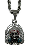 Small Indian Head-dress Pendant / Charm Stainless Steel with Rope Chain SP107