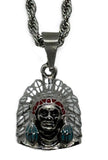 Small Indian Head-dress Pendant / Charm Stainless Steel with Rope Chain SP107