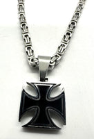 Strong Stainless Steel Small Iron Cross Pendant with Three Chains to Choose from SP104