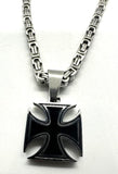 Strong Stainless Steel Small Iron Cross Pendant with Three Chains to Choose from SP104