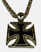 Large, Thick, Solid, and Strong Iron Cross Pendant with Three Stainless Steel Chain Options SP105