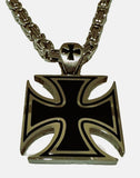 Large, Thick, Solid, and Strong Iron Cross Pendant with Three Stainless Steel Chain Options SP105