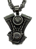 Motor Engine Pendant V-Twin 5mm Byzantine Chain Stainless Steel SP10