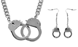 Women's 3-Piece Handcuff Jewelry Set Necklace & Earrings Stainless Steel SP110
