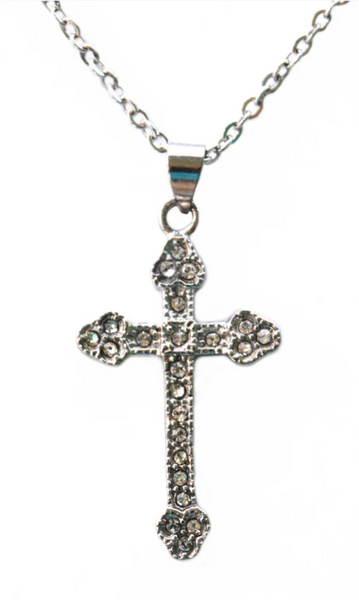 Ladies Bling Cross Pendant Necklace / Charm Stainless Steel Religious Jewelry SP111