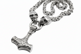 Thor's Hammer Pendant 7mm Byzantine Stainless-Steel Necklace SP114