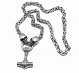 Thor's Hammer Pendant 7mm Byzantine Stainless-Steel Necklace SP114