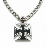 Large Iron Cross Pendant & Figaro Chain Stainless Steel SP115-F