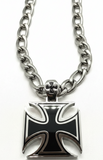 Large Iron Cross Pendant & Figaro Chain Stainless Steel SP115-F