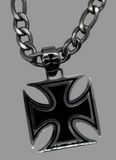 Large Iron Cross Pendant & Figaro Chain Stainless Steel SP115-F