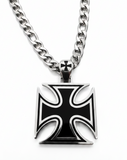 Large Iron Cross Pendant & Figaro Chain Stainless Steel SP115-F