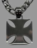 Large Iron Cross Pendant & Figaro Chain Stainless Steel SP115-F
