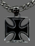 Large Iron Cross Pendant & Figaro Chain Stainless Steel SP115-F