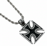 Large Iron Cross / Maltese Cross Pendant & 7mm Rope Chain / Necklace Stainless Steel<br> SP115-R