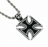 Large Iron Cross / Maltese Cross Pendant & 7mm Rope Chain / Necklace Stainless Steel<br> SP115-R