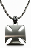 Large Iron Cross / Maltese Cross Pendant & 7mm Rope Chain / Necklace Stainless Steel<br> SP115-R