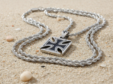Large Iron Cross / Maltese Cross Pendant & 7mm Rope Chain / Necklace Stainless Steel<br> SP115-R